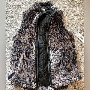 reversible faux fur cheetah vest
